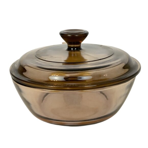 Corning Vision Amber Glass Saucepan With Pyrex Lid .5L Vintage - Picture 5 of 11